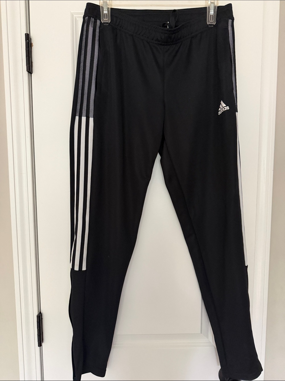 adidas Black Jogger Pants with White Stripes